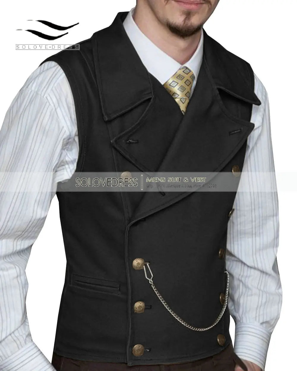 Mens Suit Vest Lapel Neck Wool Brown Waistcoat Casual Formal Double-breasted Business Slim Fit Vest Groomman For Wedding