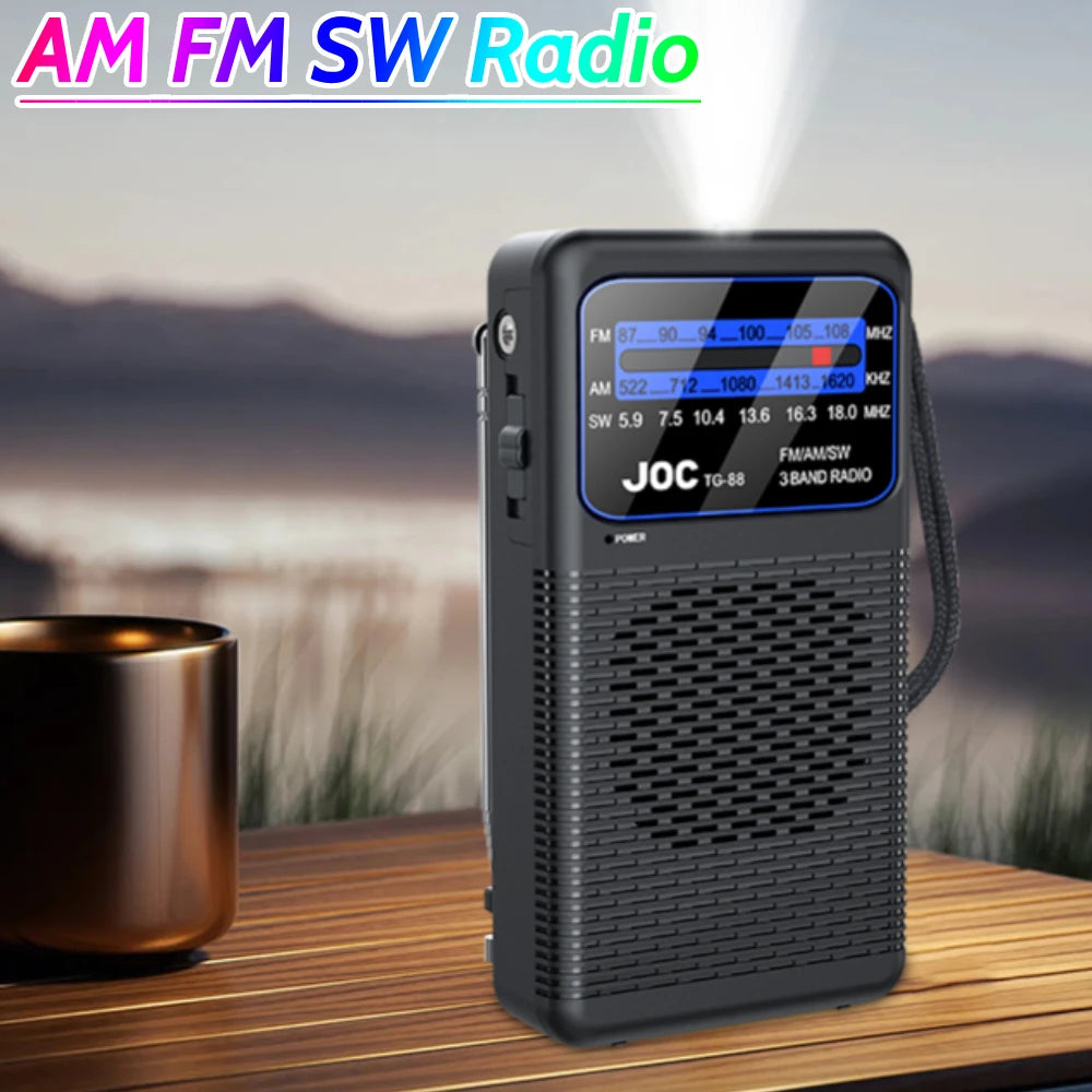 Portable AM/FM/SW Radio Battery Operated Radio with Earphone Jack Pocket Radio Small Radio for Outdoor Camping Emergency