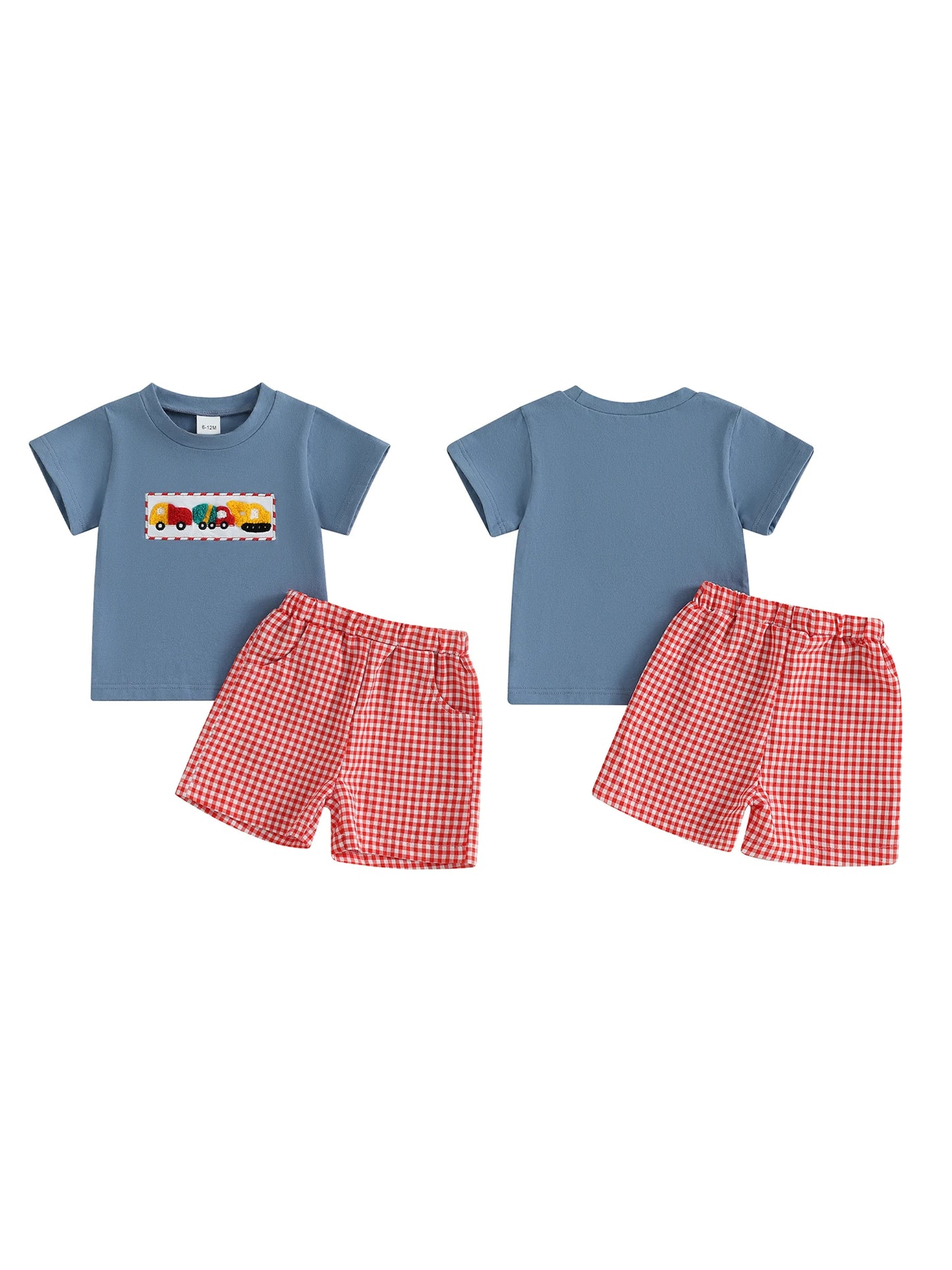 Adorable Toddler Boy s Summer Outfit Dinosaur Print Short Sleeve T-Shirt with Denim Shorts Set for Playtime Fun