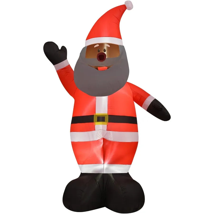 12ft Airblown Inflatable African American Santa with Lights for Outdoor Holiday Decorations Perfect for Christmas Displays in P