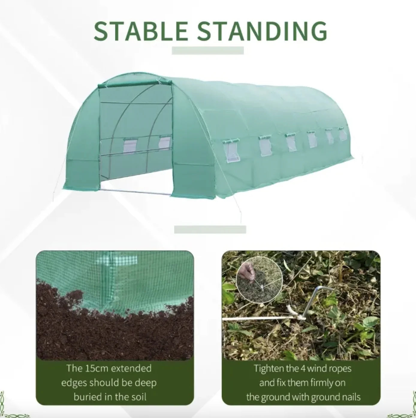 26' x 10' x 7' Tunnel Greenhouse Outdoor Portable Plant Nursery Greenhouse Walk-in Garden Greenhouse with Windows