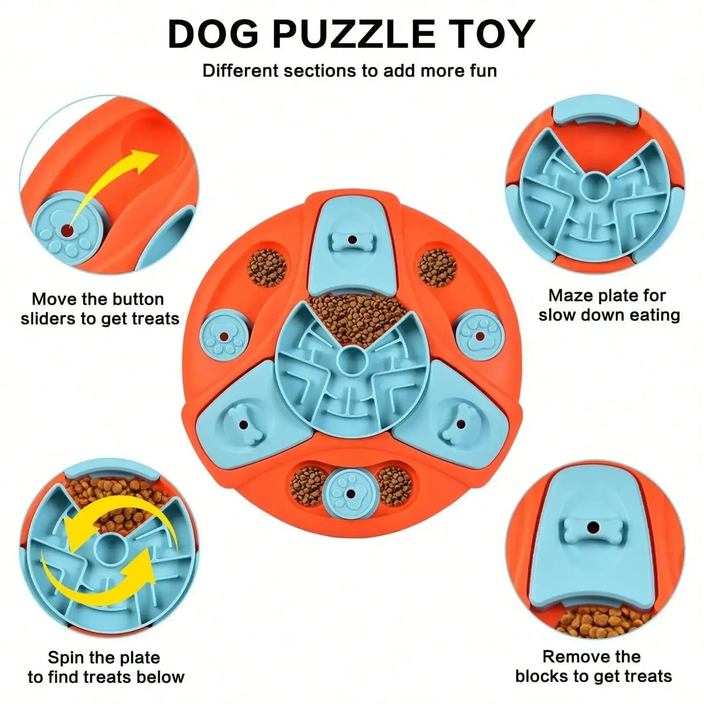 Pet Slow Feeders Toys, Interactive Pet games, Round Educational Toys, Dog Food Storage, Improve Pet IQ