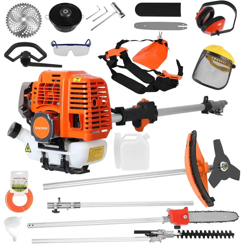 5 in 1 Multifunctional Lawn Mower,52CC Gas Weed Trimmer,Cordless Weed Wacker,Cordless Hedge Trimmer & Grass Edger,2-Stroke Brush