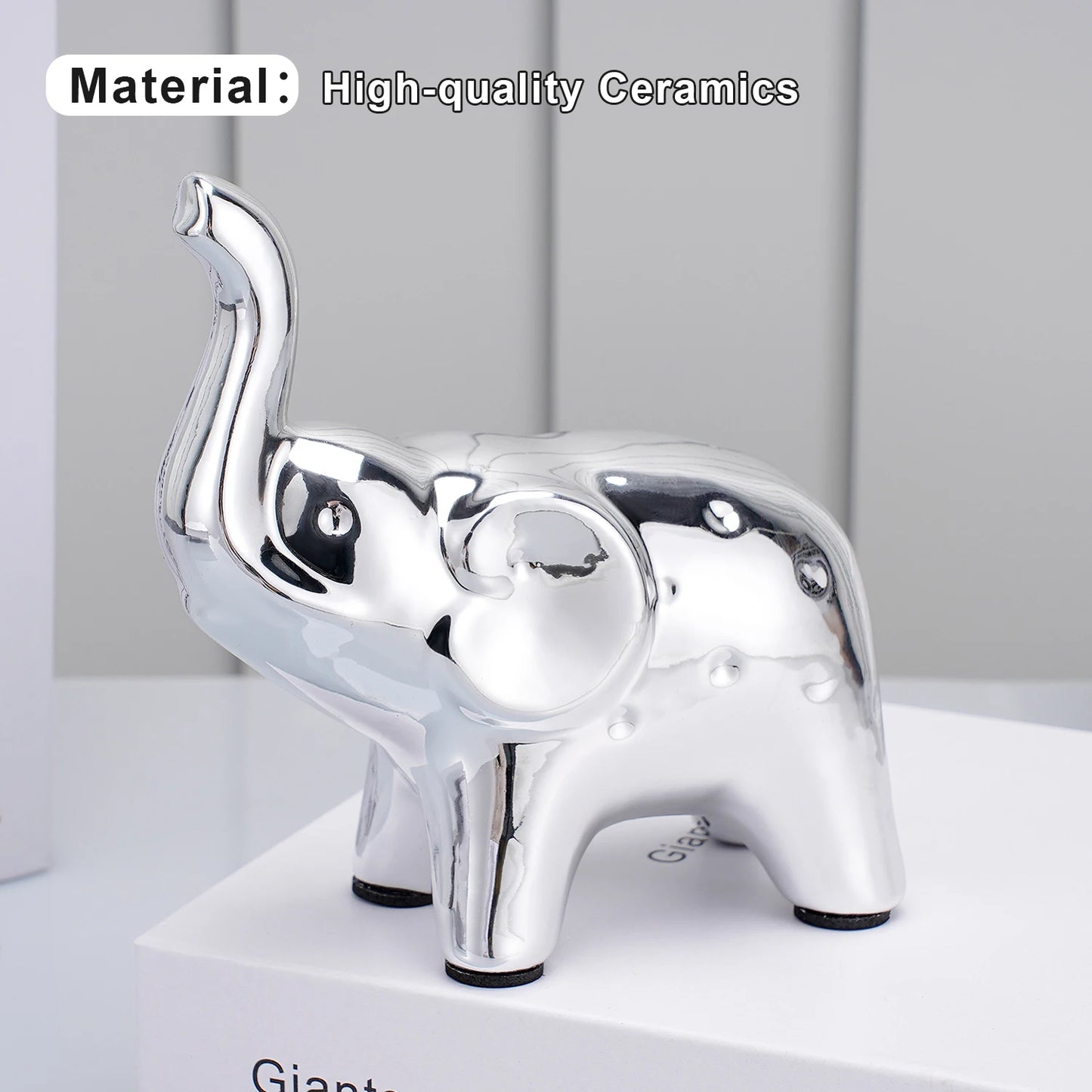 A Pair Elephant Statue Ceramic Animal Sculpture Craft Home Office Desktop Decor Wealth Lucky Statue Christmas Mother's Day gift