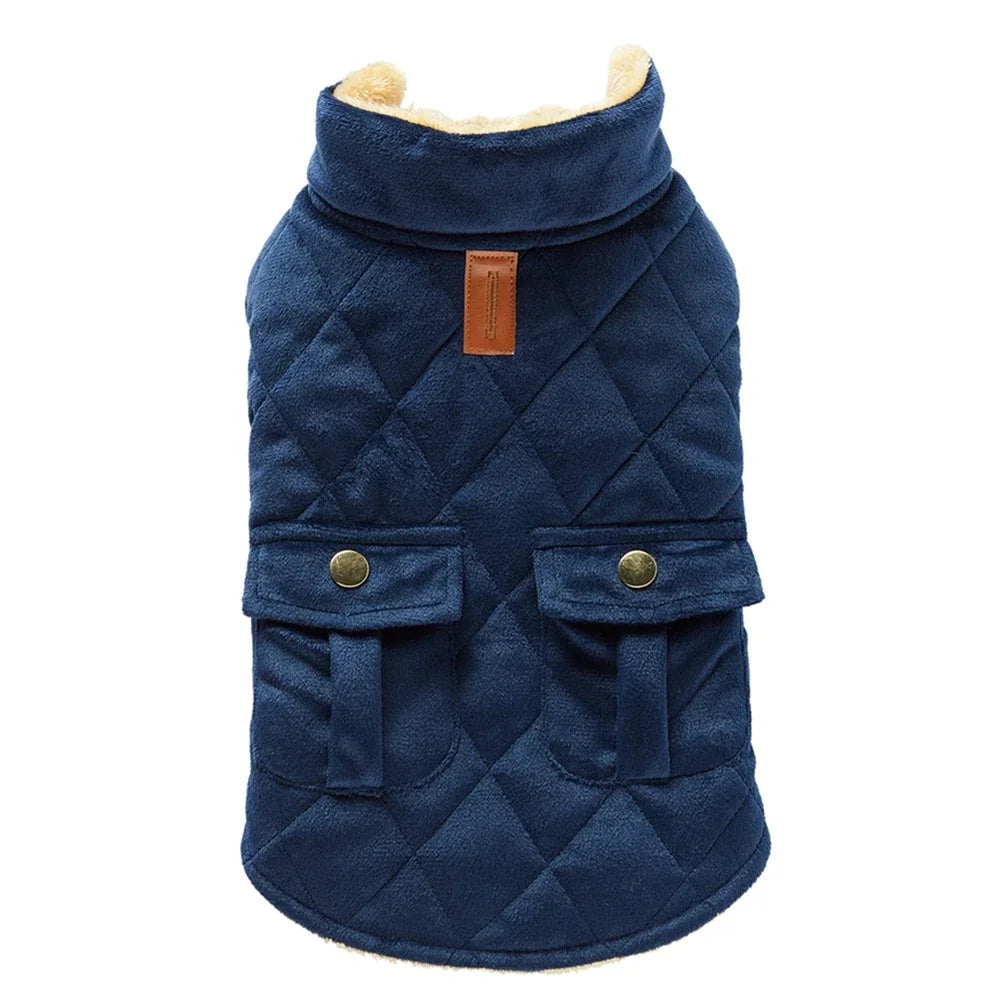Winter Warm Plush Jackets for Pet Dogs Thickness Double Pockets Fashion Pet Dog Coats Puppy Clothes for Small Medium Large Dogs