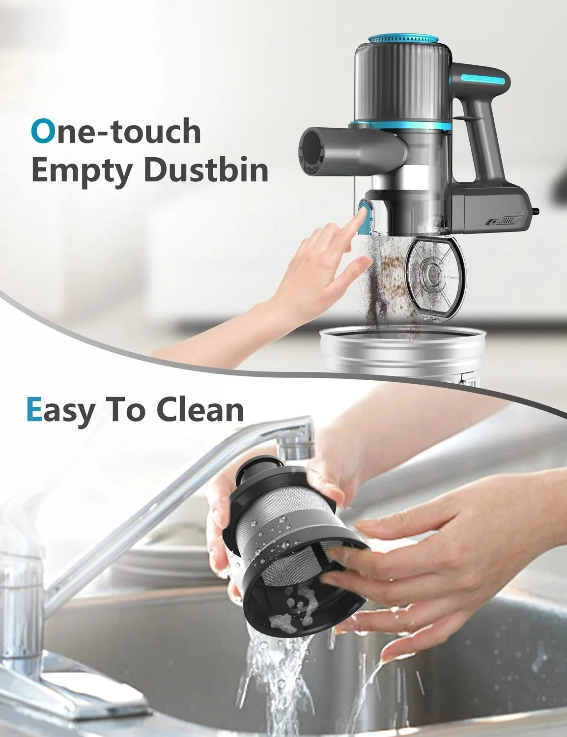 TASVAC I7 26Kpa Corded Vacuum Cleaner 600W Powerful Suction Motor 4 in 1 Stick Handheld Vaccum for Home Pet Hair Carpet Cleaning