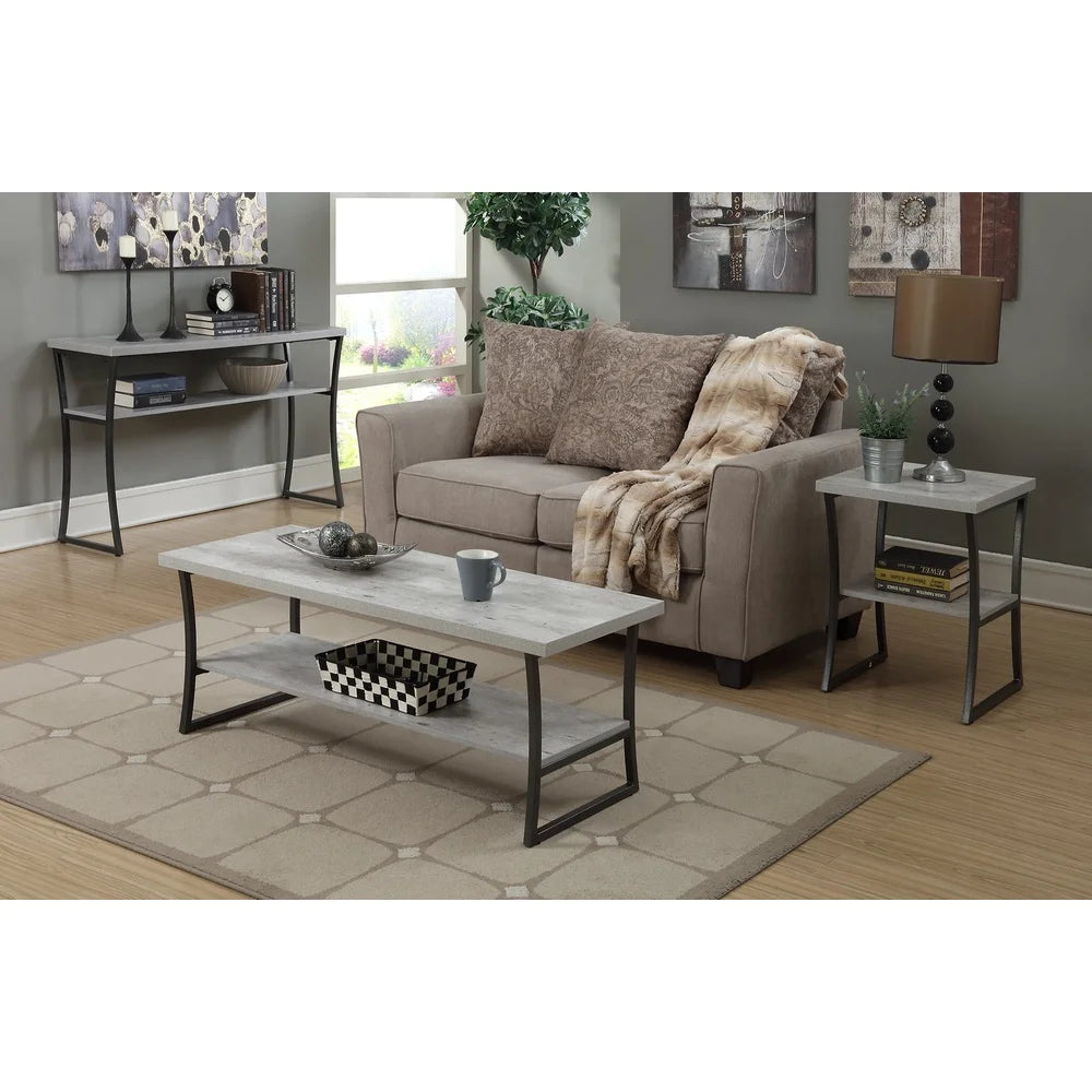 X-Calibur Coffee Table with Bottom Shelf Durable Metal Frame Quick Assembly Multiple Finishes Indoor Storage Display Home Decor