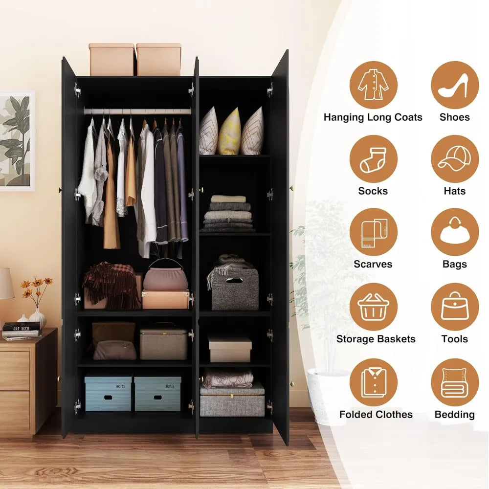 Wardrobes, Wardrobe Closet Cabinet with Hanging Rod, Modern Large Tall Locker Storage Cupboard Bedroom for Hanger Coat,Wardrob