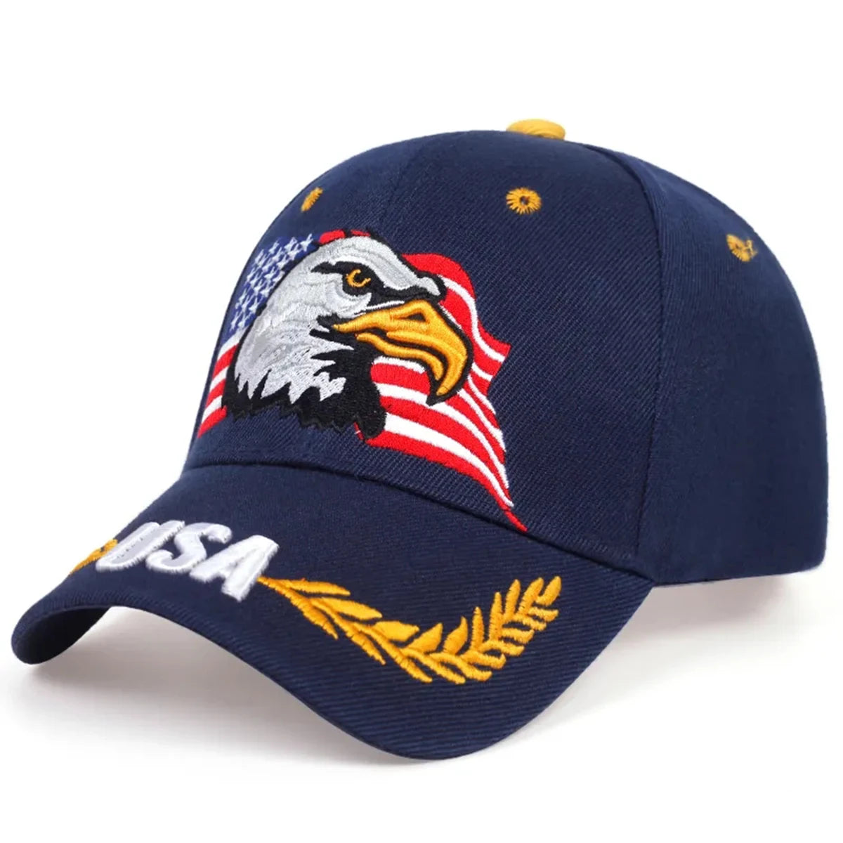 1piece Unisex US Eagle Embroidery Baseball Cap Outdoor Adjustable Sunscreen Leisure Hat Spring Autumn Travel Tourism Vacation