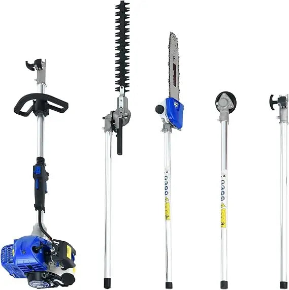 Gas Powered Hedge Trimmer Weed Eater 41.5cc 5 in 1 Multi Functional Trimming Tools Gas Weed Wacker Long Reach Pole Saw for Tree