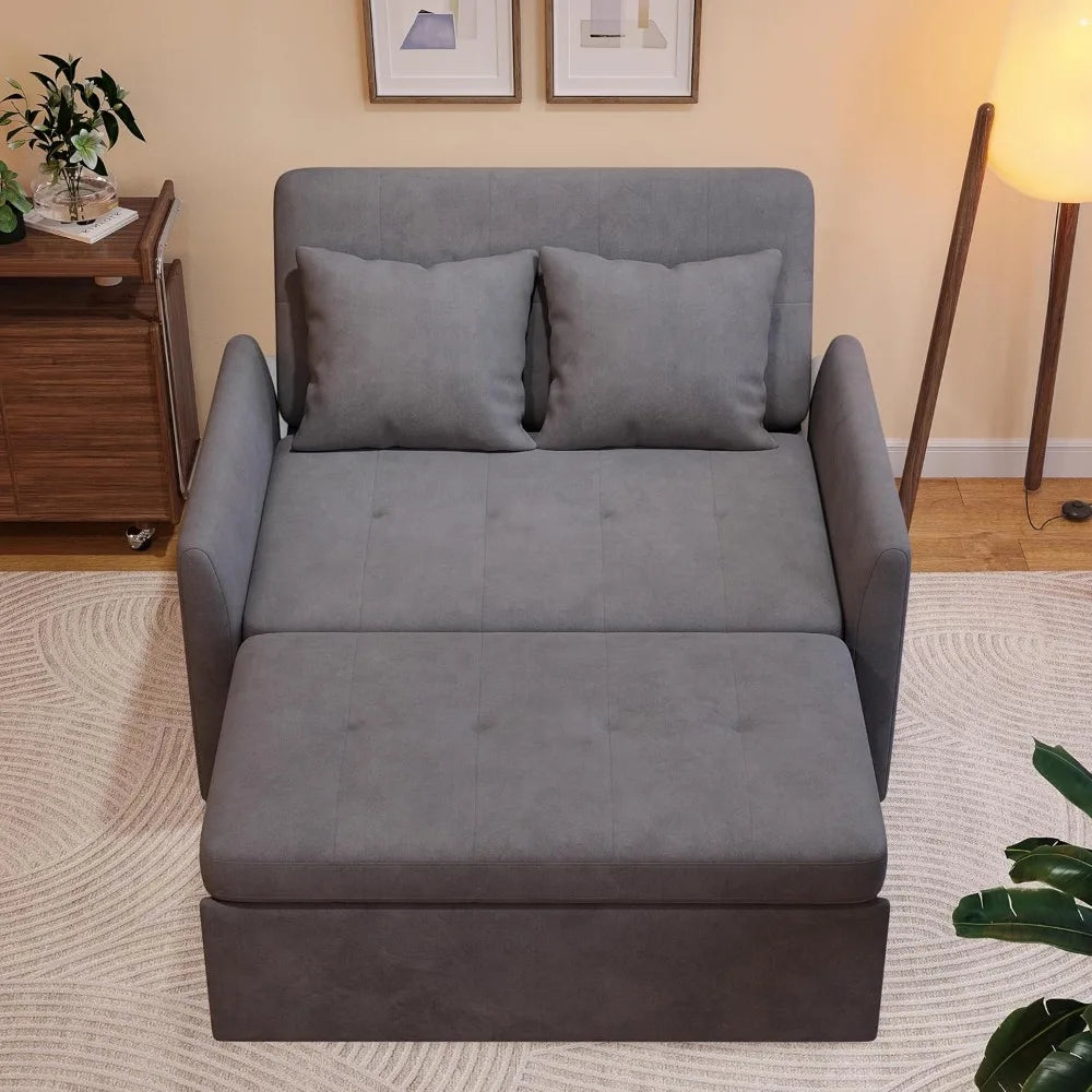 Sleeper Sofa Bed, 3 in 1 Convertible Sleeper Couch Bed Pull Out, Small Loveseat Sleeper Sofa, Futon Sofa Bed Full Size, 46" Velv