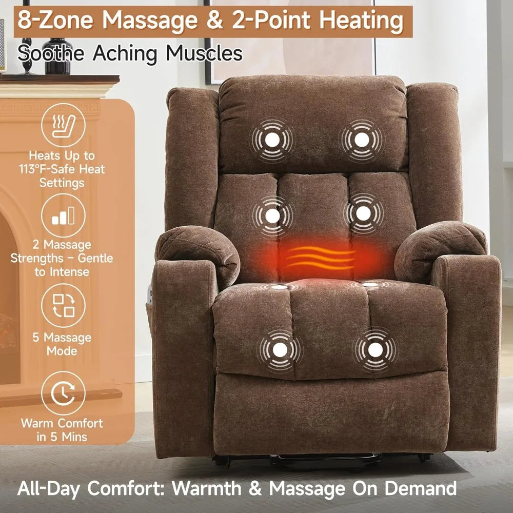 Power Lift Recliner Chair for Elderly, Lift Chair Recliners with Massage & Heat, Electric Lift Chair for Living Room, Bedroom(Br