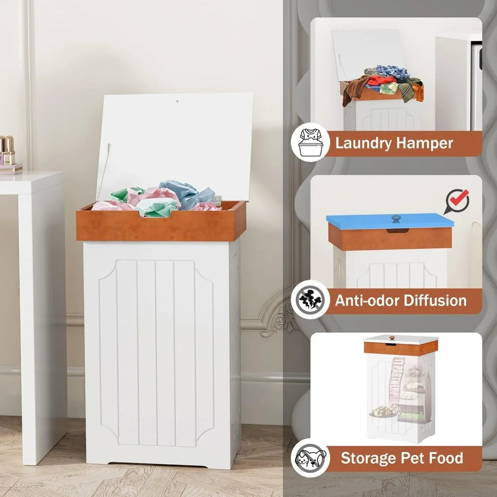 13 Gallon Kitchen Garbage Can Wooden Trash Cabinet with Lid Dog Proof for Home