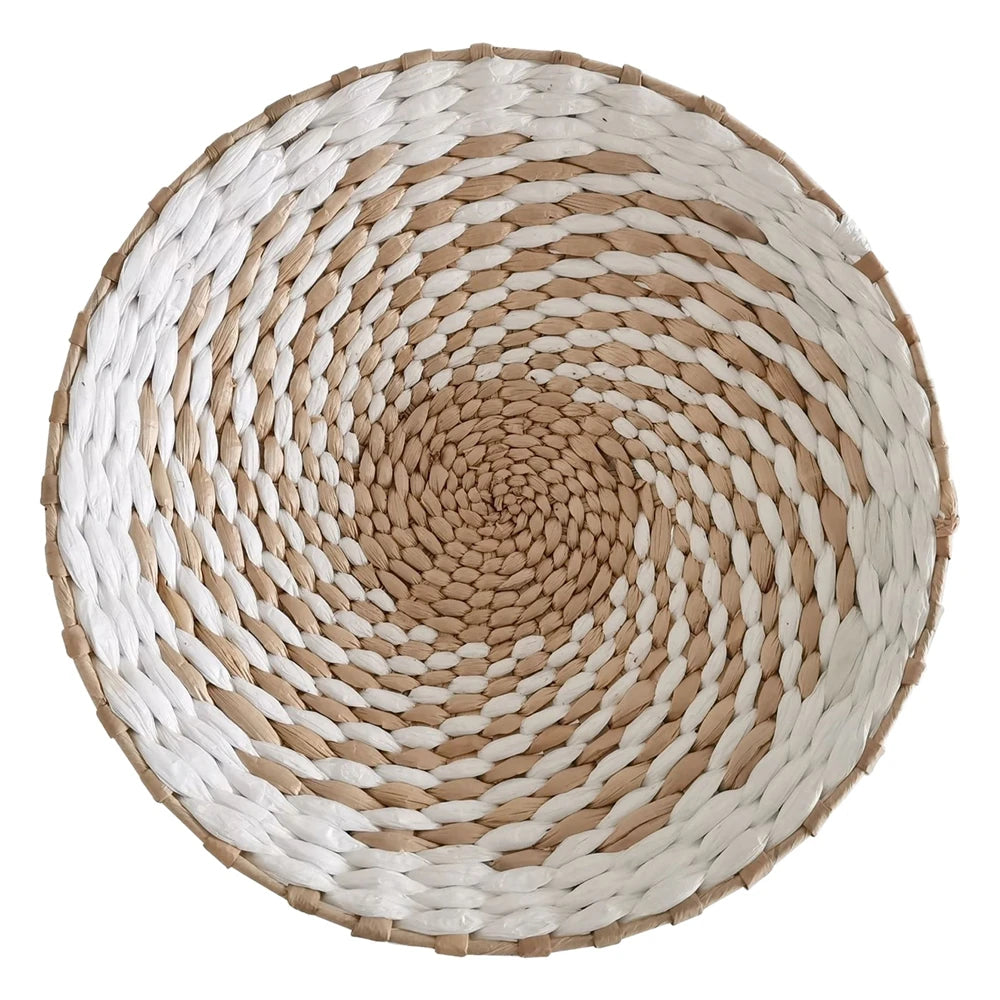 1pc Nordic Style Combination Wall Decoration Rattan Woven Grass Weaving Round Plate For Home Decoration Bedroom Background Decor