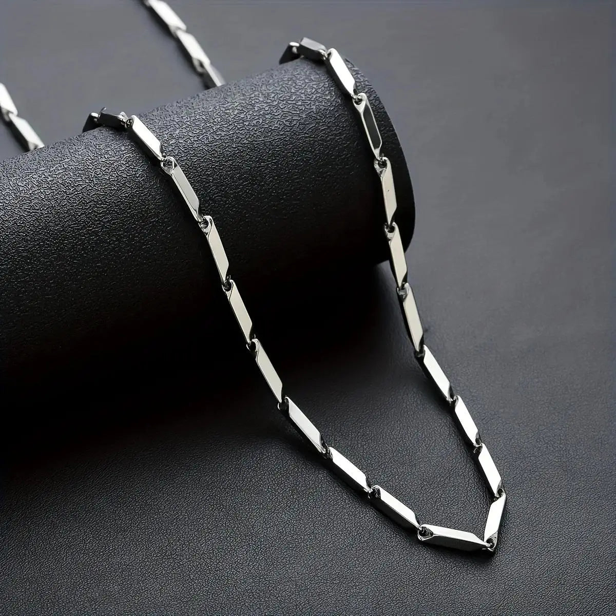 Hermah New 3mm Stainless Steel Link Bamboo Rhombus Chain Necklace for Women Men Fashion Jewelry Accessory