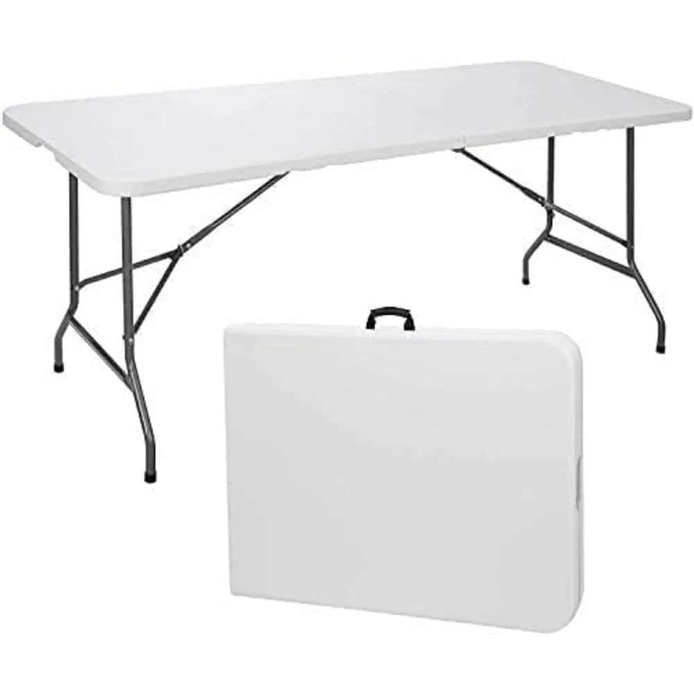8ft Folding Table White Plastic Portable Long Foldable Tables Indoor Outdoor Party Picnic Camping Fold Table 8 Foot(4ft,6ft,8ft)