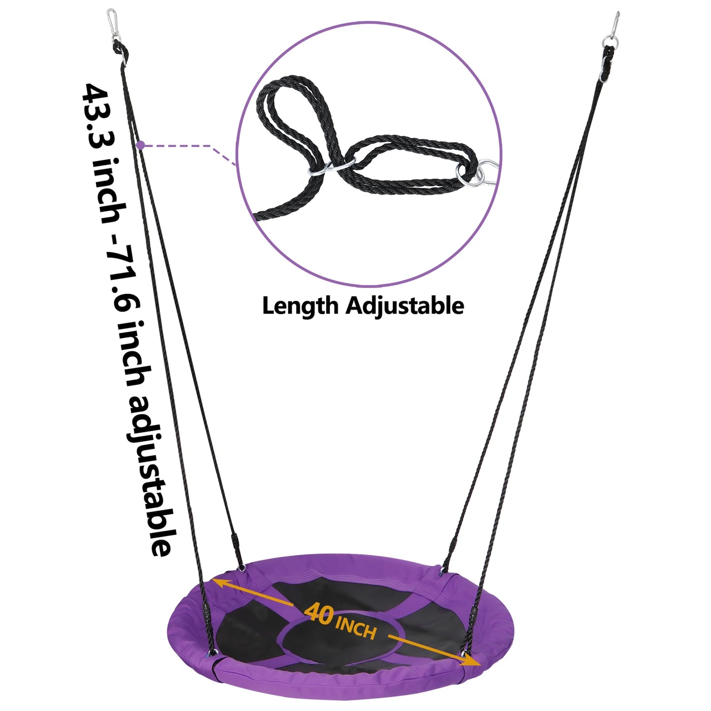 40'' Purple Saucer Tree Swing Set + A-Frame Heavy Duty Metal Swing Stand 220lbs