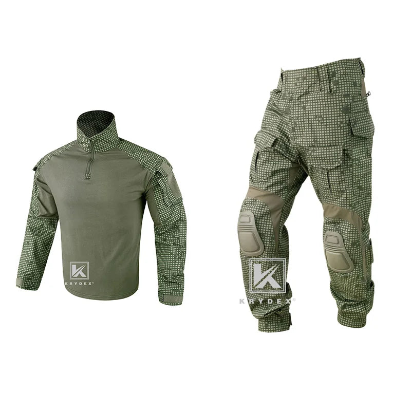 KRYDEX Camouflage Combat Uniform Suit Clothing For Hunting Outdoor Tactical Camouflage Shirt & Pants Kit