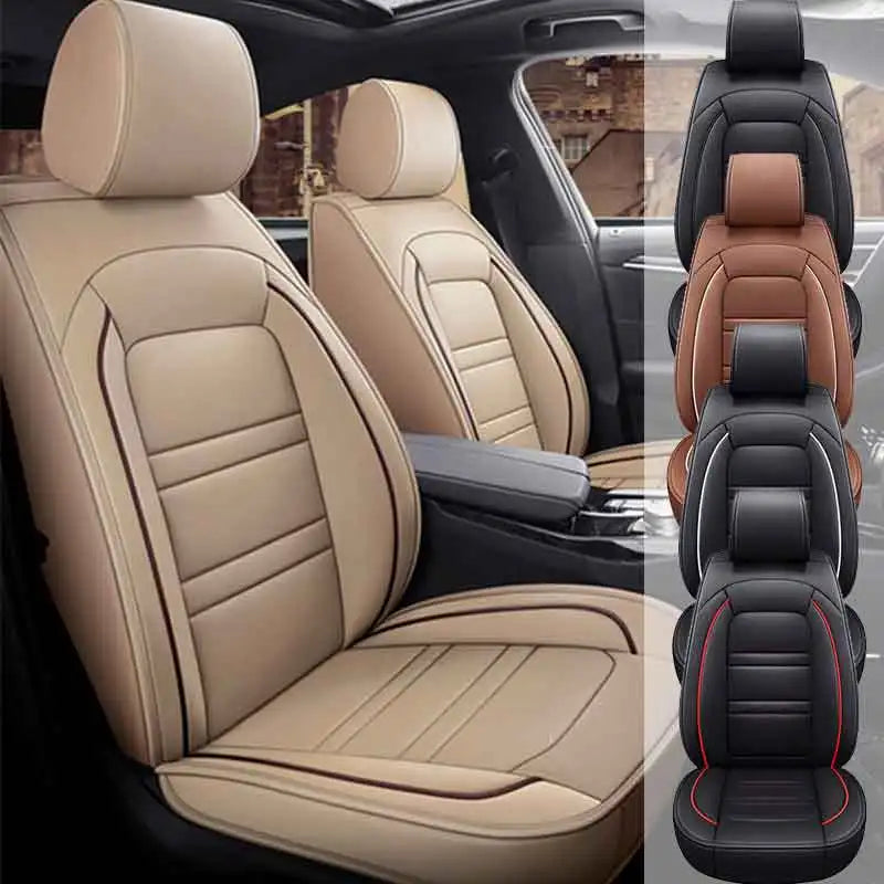 Universal 5-Seat PU Leather Car Seat Covers Full set Front Rear Seat Cushion Anti-scratch Protection Four Season