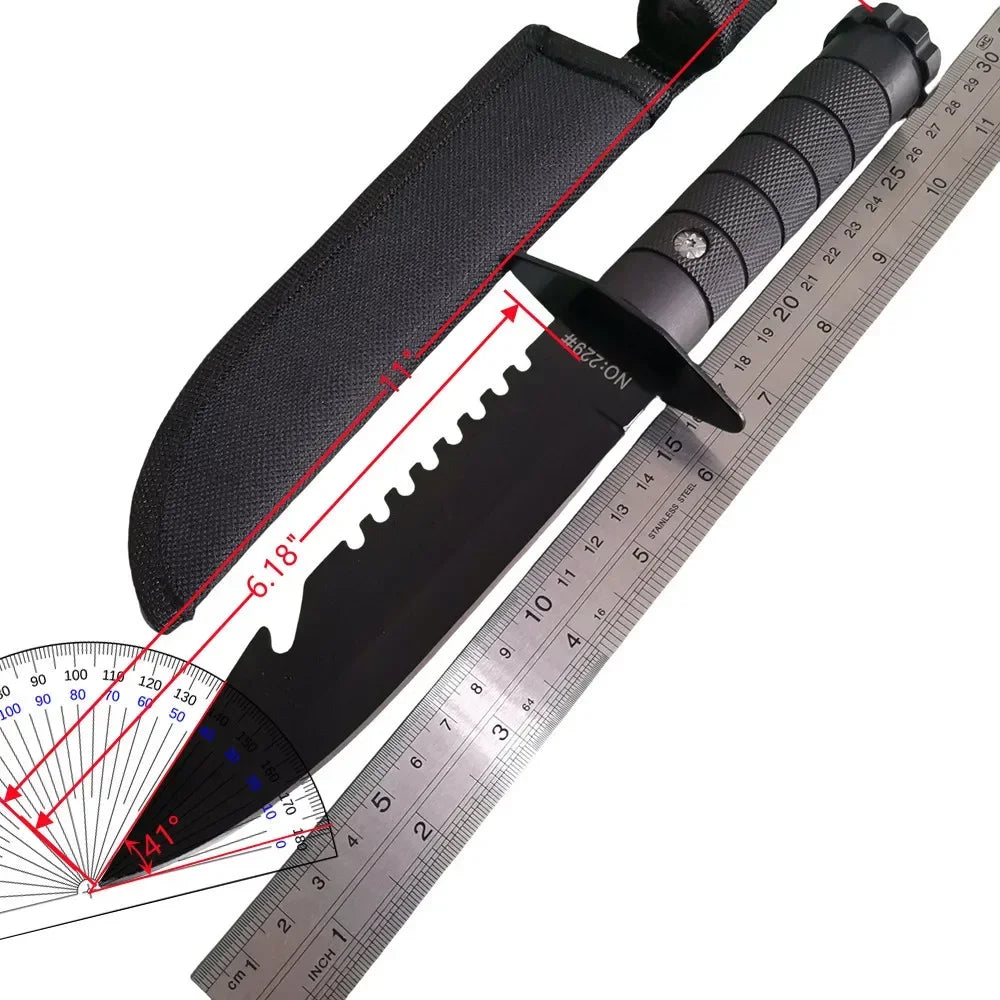 Jungle Outdoor Knife Wilderness Survival Straight Knife Rescue With High Hardness Strapped Thickened Multi-functional Knife