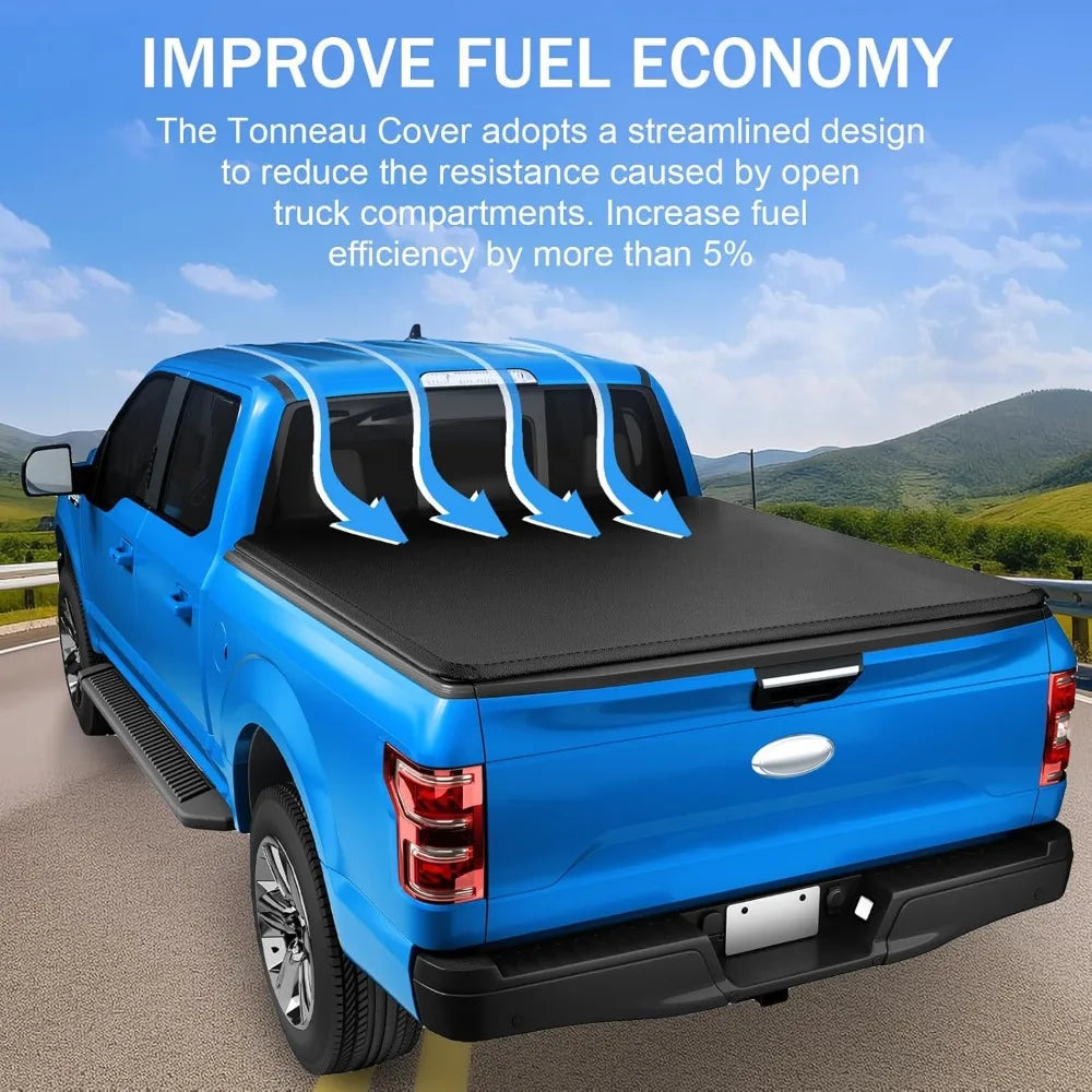 Soft Tri-Fold Truck Bed Tonneau Cover Compatible with 2005-2015 Toyota Tacoma 6FT Bed