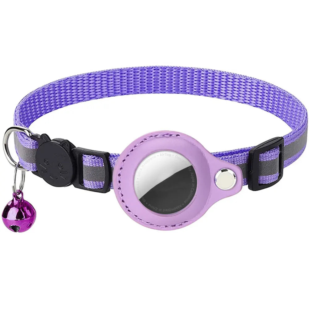 For Apple AirTag Cat Collar Reflective Pet Collar Safety Buckle Kitten Collar Adjustable for Cat Kitten