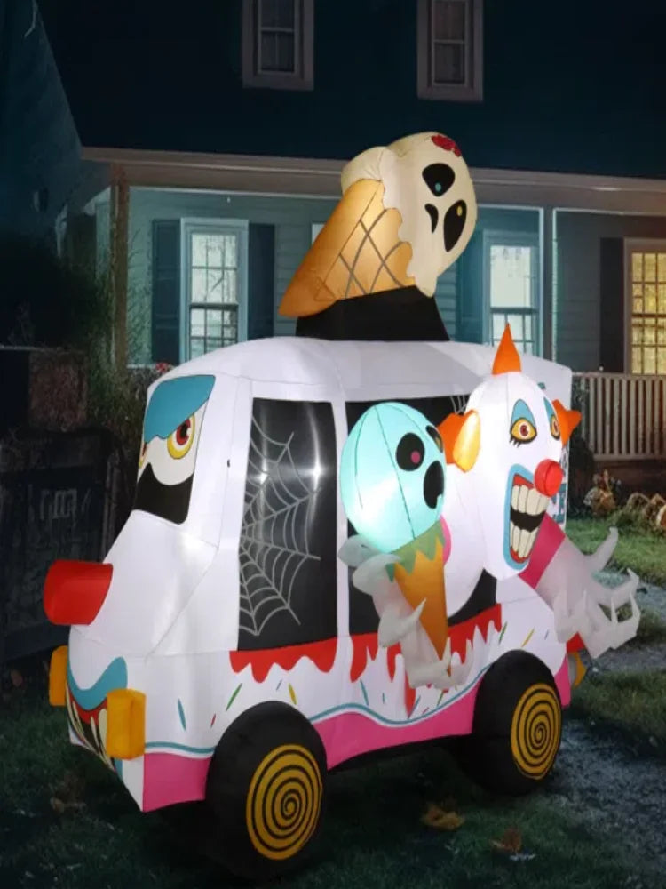 8ft Clown Ice Cream Truck Halloween Inflatable Decorations
