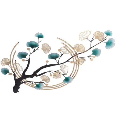 3D Ginkgo Leaf Metal Wall Decor Art Nature Wall Decor Art Wall-mounted Sculpture Decoration for Living Room Bedroom