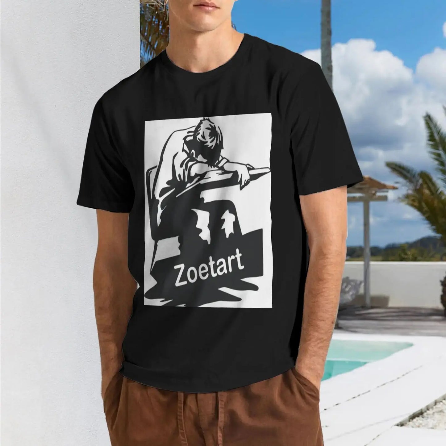Custom T-Shirt (Text Name or Picture), 100% Cotton 180g Men's Pure Cotton Round Neck Short Sleeved T-shirt for Home Travel Sport