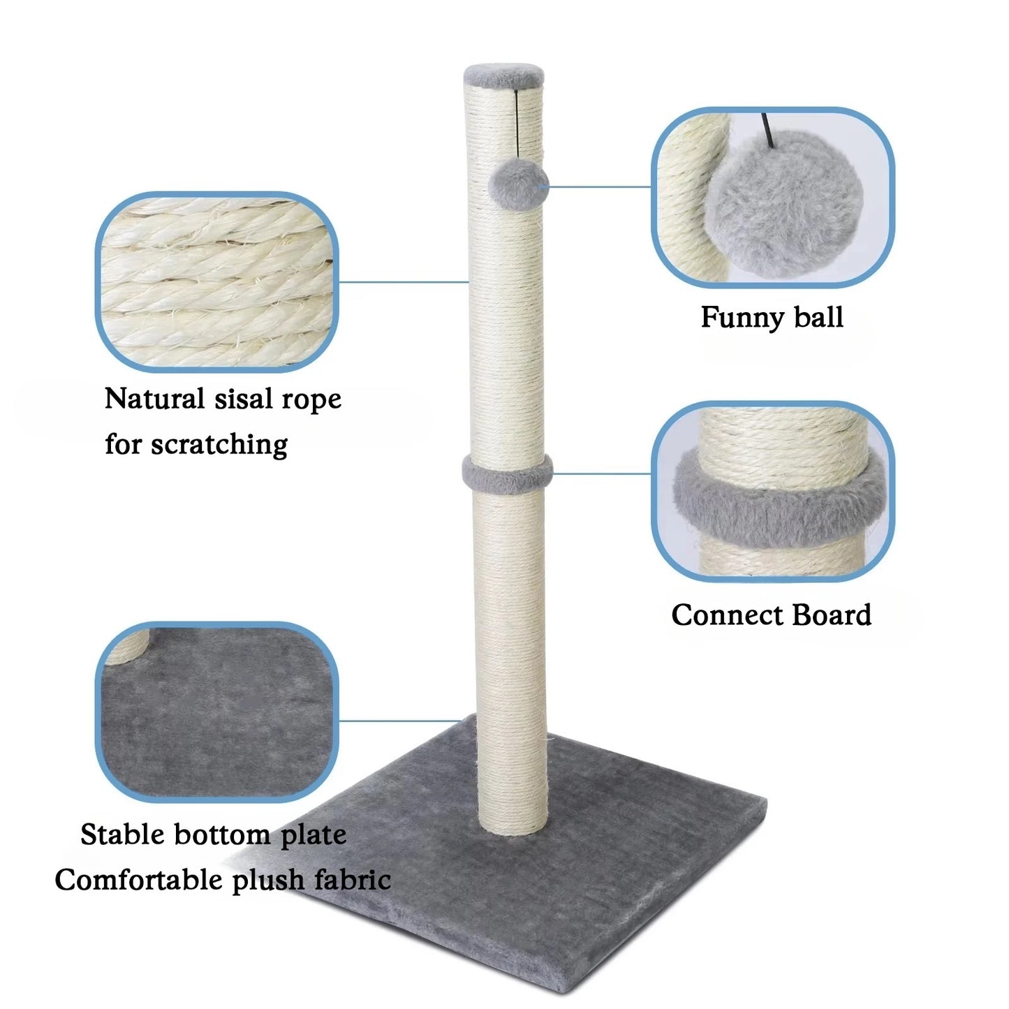 Tall Cat Scratching Posts For Indoor Cats And Kittens Cat Scratchers With Dangling Ball Vertical Scratcher With Premium Sisal