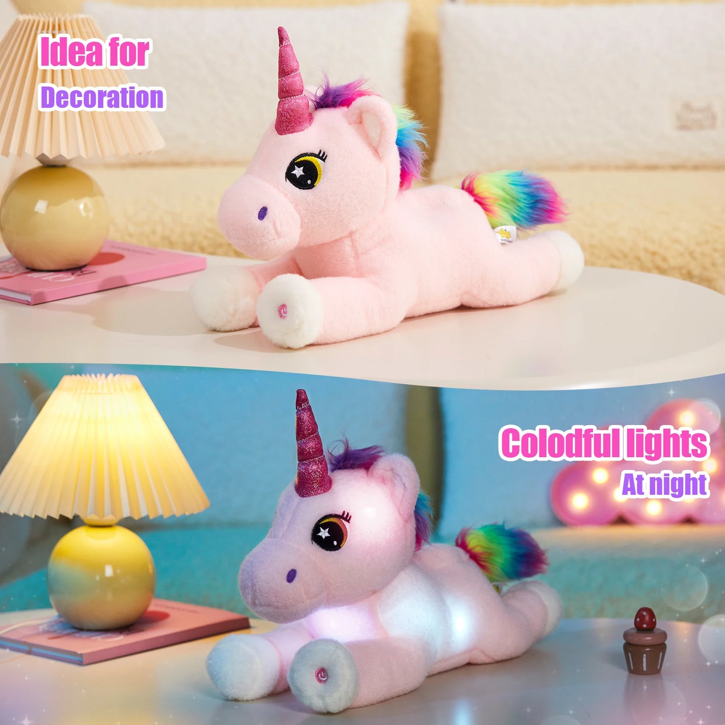 Glowing Unicorn Plush Toy,Unicorn Theme Birthday Party Gift Toy For Kids, Ideal Playing Doll Ornament