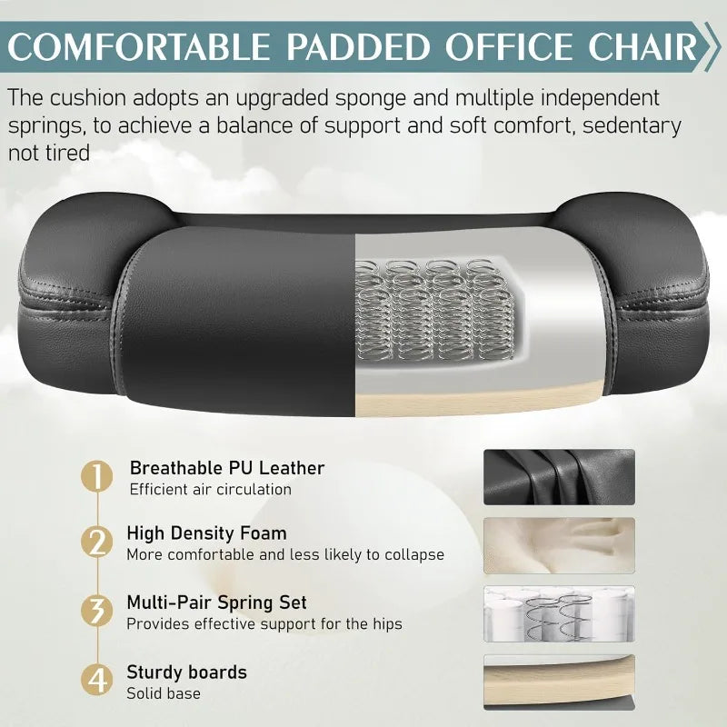 Leather Office Chair, PU Home Computer Desk Chairs Ergonomic Back Support,Small Gmaing Chair Wheels Adjustable Armrests