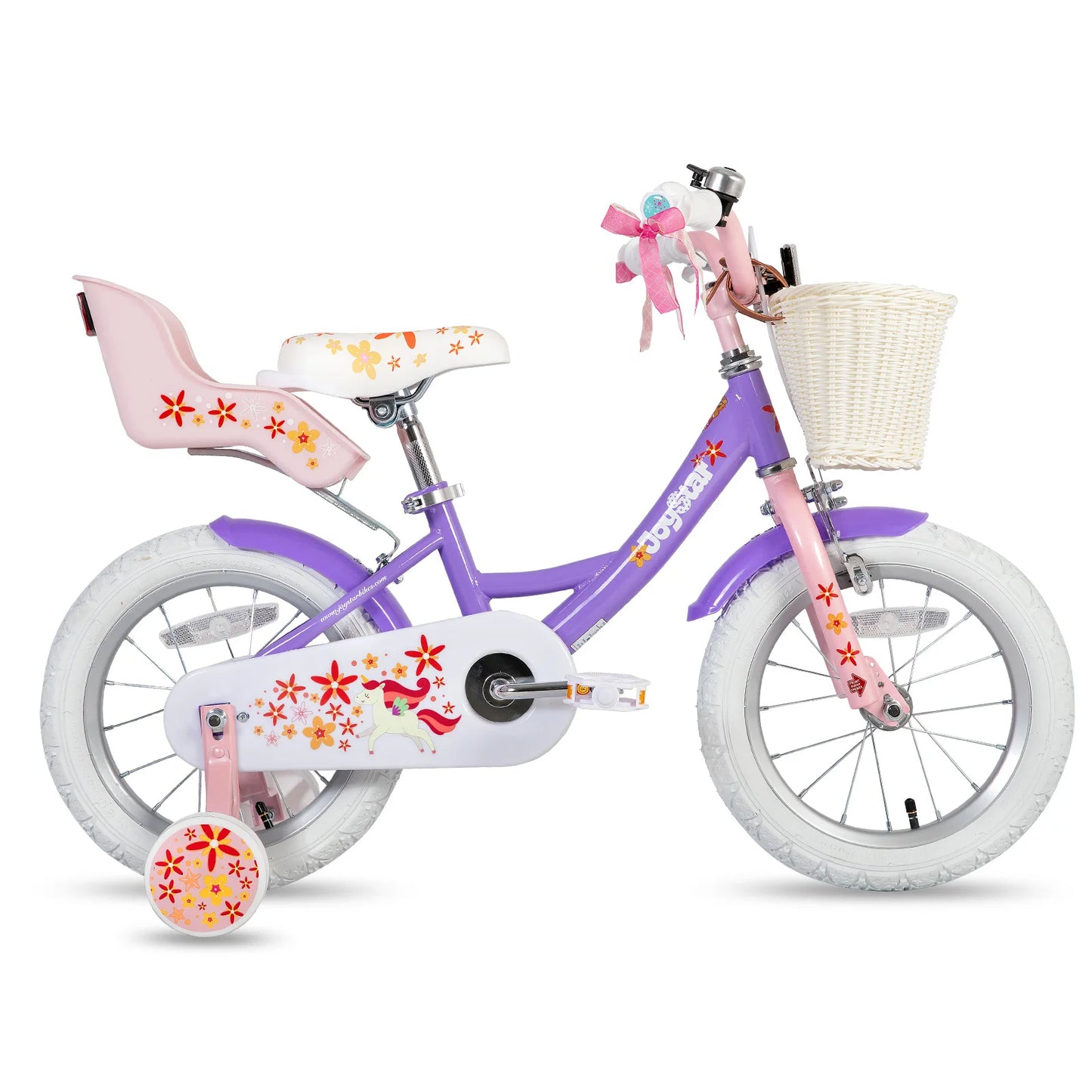 JOYSTAR Kids Bike for Girls Ages 2-9 Years Old, 12 14 16 18 Inch Kids Bike with Training Wheels, Doll Seat, Streamers and Basket