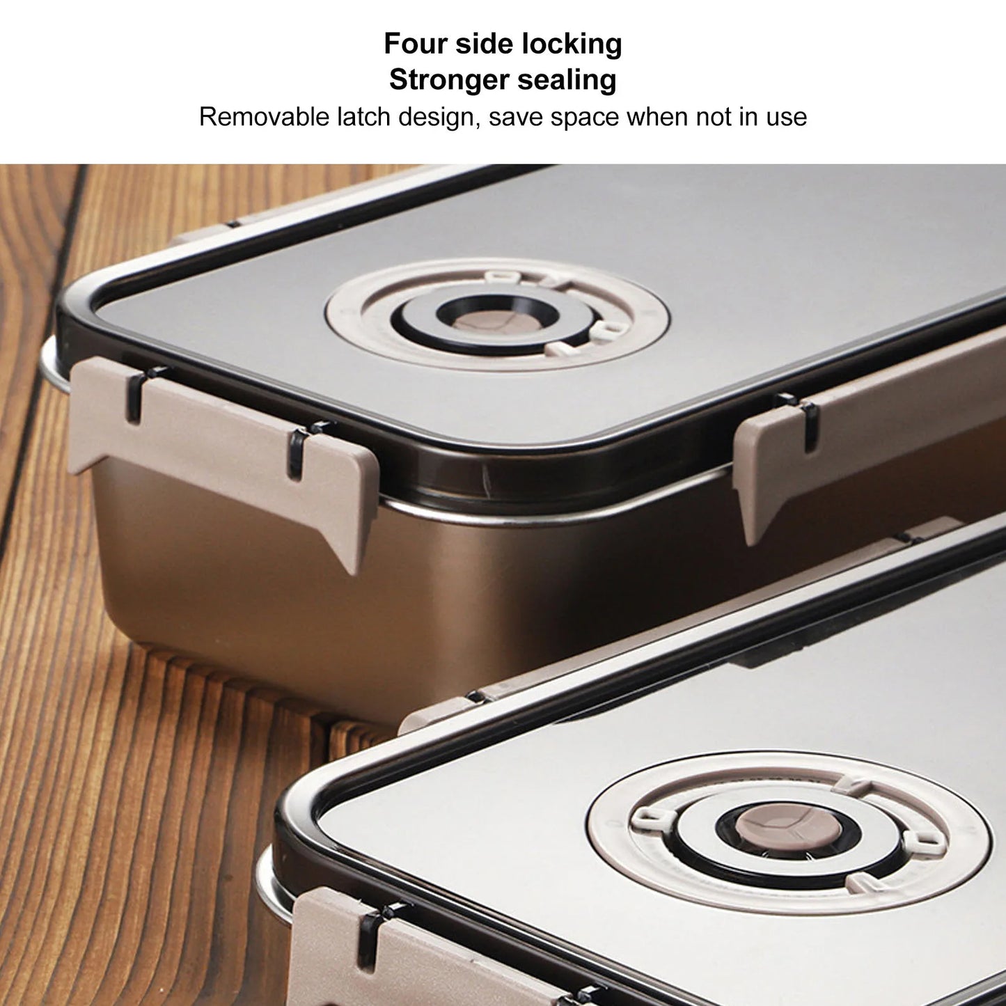 3pcs Stainless Steel Crisper Professional High Capacity Airtight Microwaveable Fridge Food Storage Container