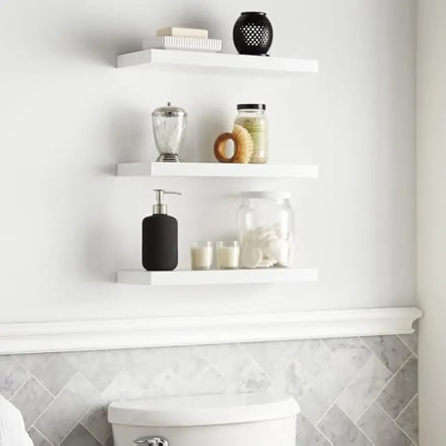 Floating Shelves for Wall, Wall Mounted Rustic Wood Shelves for Bathroom, Bedroom, Living Room, Kitchen, Hanging Books/Storage