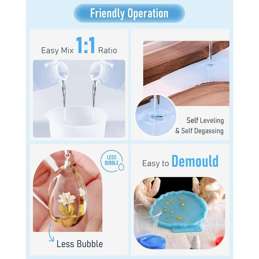 Original 2 Gallon Crystal Clear Epoxy Resin Kit, High Gloss & Bubbles Free Resin Supplies for Art Coating Casting Craft DIY Wood