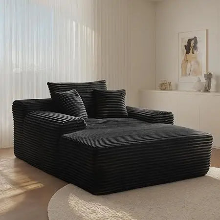 67" Oversized Chaise Lounge Reading Chair,Plush Corduroy Boneless Memory Foam Couch Sofa Beds,Lounging Chairs with Deep Large se
