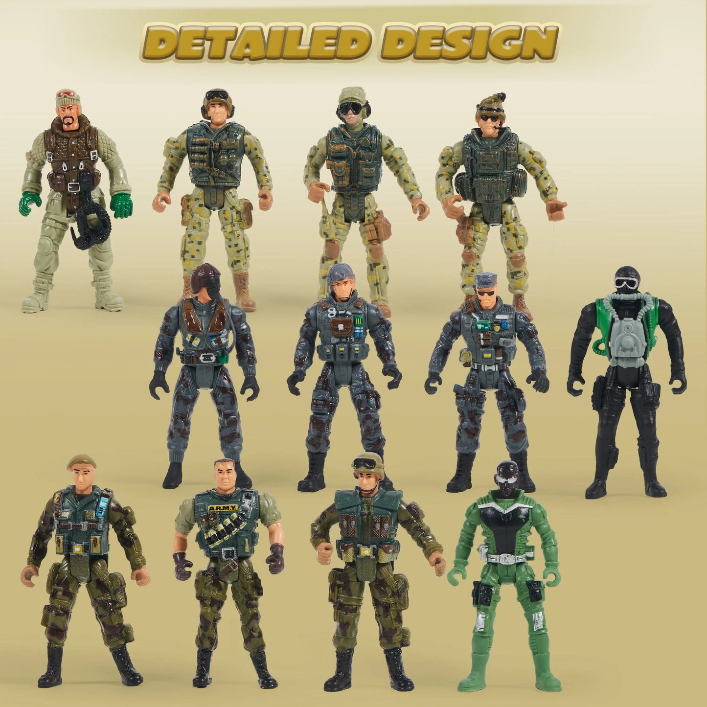 Joyfy 16 Pcs Military Toy Soldiers Playset Army Men and SWAT Team with Military Weapons Accessories for Boys Birthday Gift