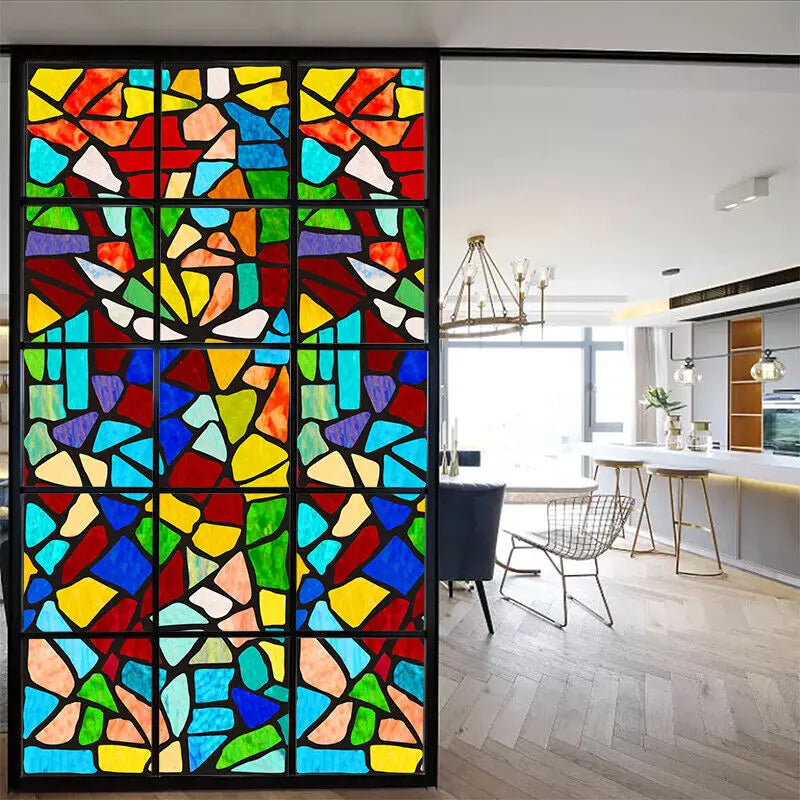 3D Color Static Clings Privacy Window Film Vinyl No Glue Static Cling Frosted Glass Decorative Window Sticker Window Film