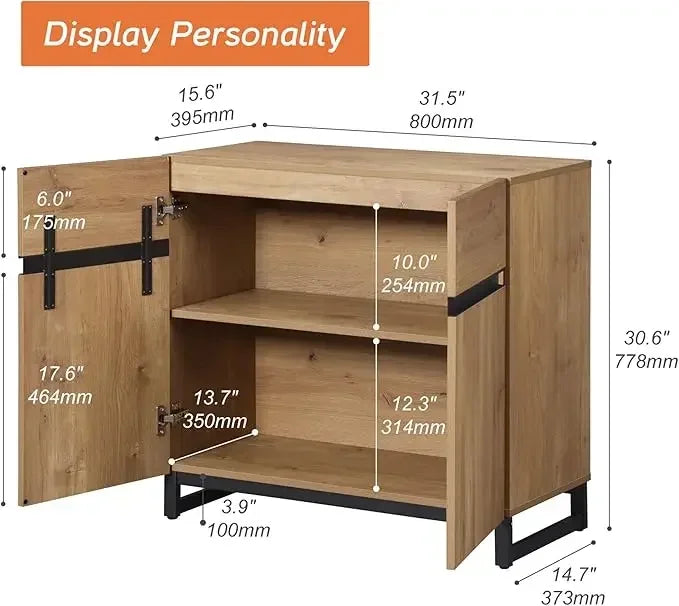 Multifunctional Sideboard Buffet Cabinets,Modern Sideboard with Adjustable Shelf and Metal Base,Coffee Bar Cabinet Storage