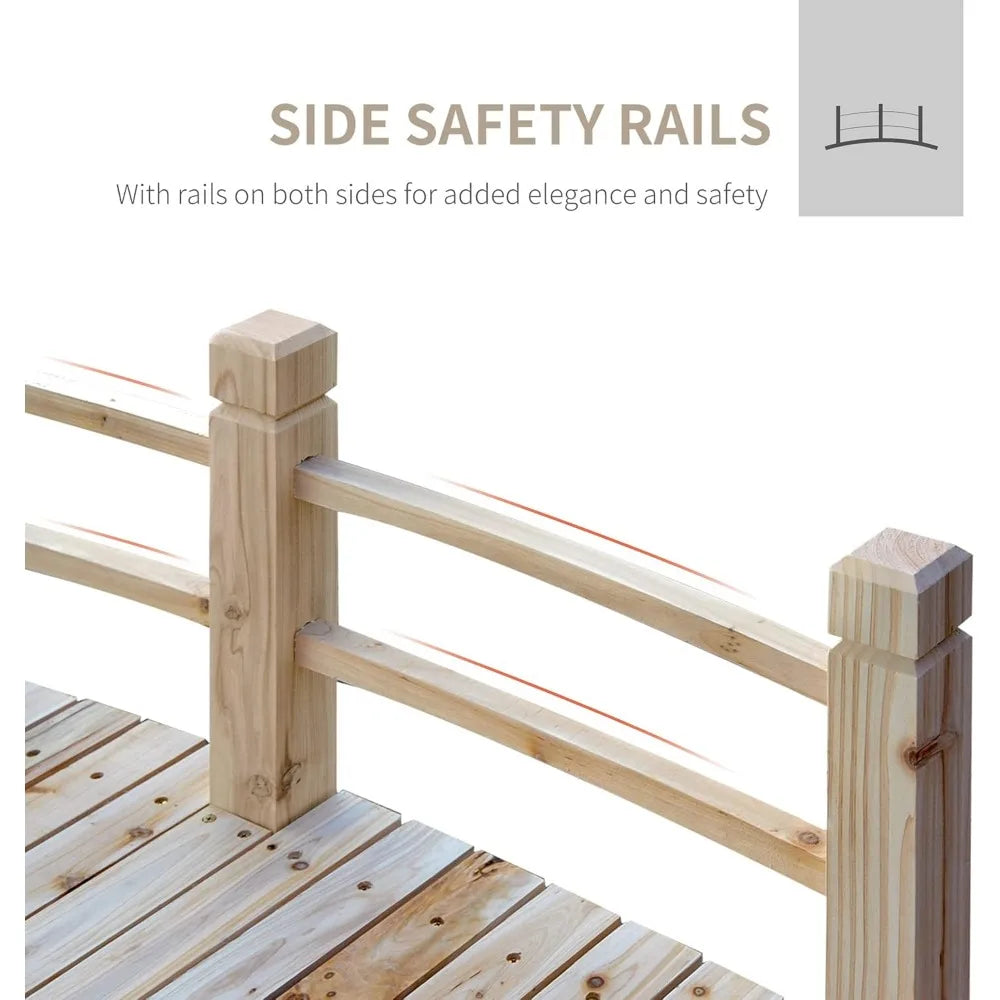 Garden Bridge 5 FT, with Double Safety Railings, Classic Arc Footbridge for Pond Landscaping, Backyard, 60" L x 26.5" W x 19" H