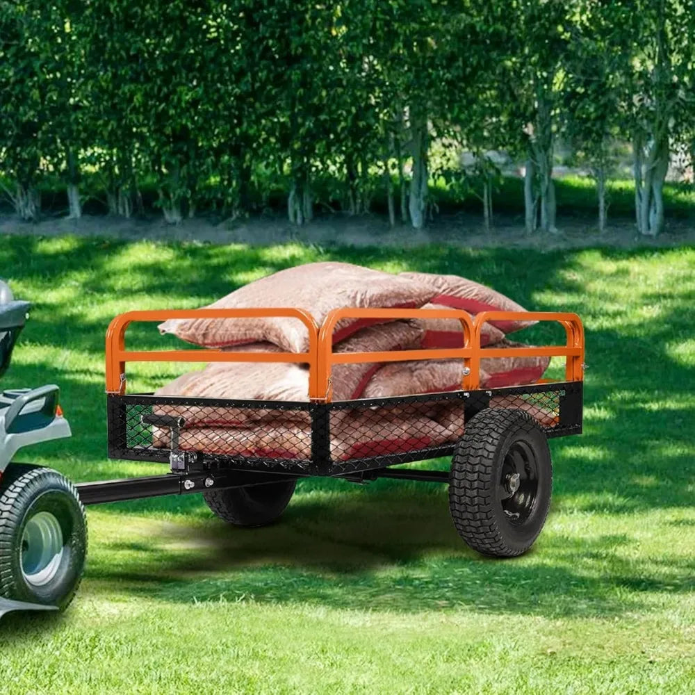 Heavy Duty Steel Dump Cart,1500 Lbs Utility Garden Cart with Wheels,15 Cubic Feet Garden Utility Trailer with Removable Sides,Ha