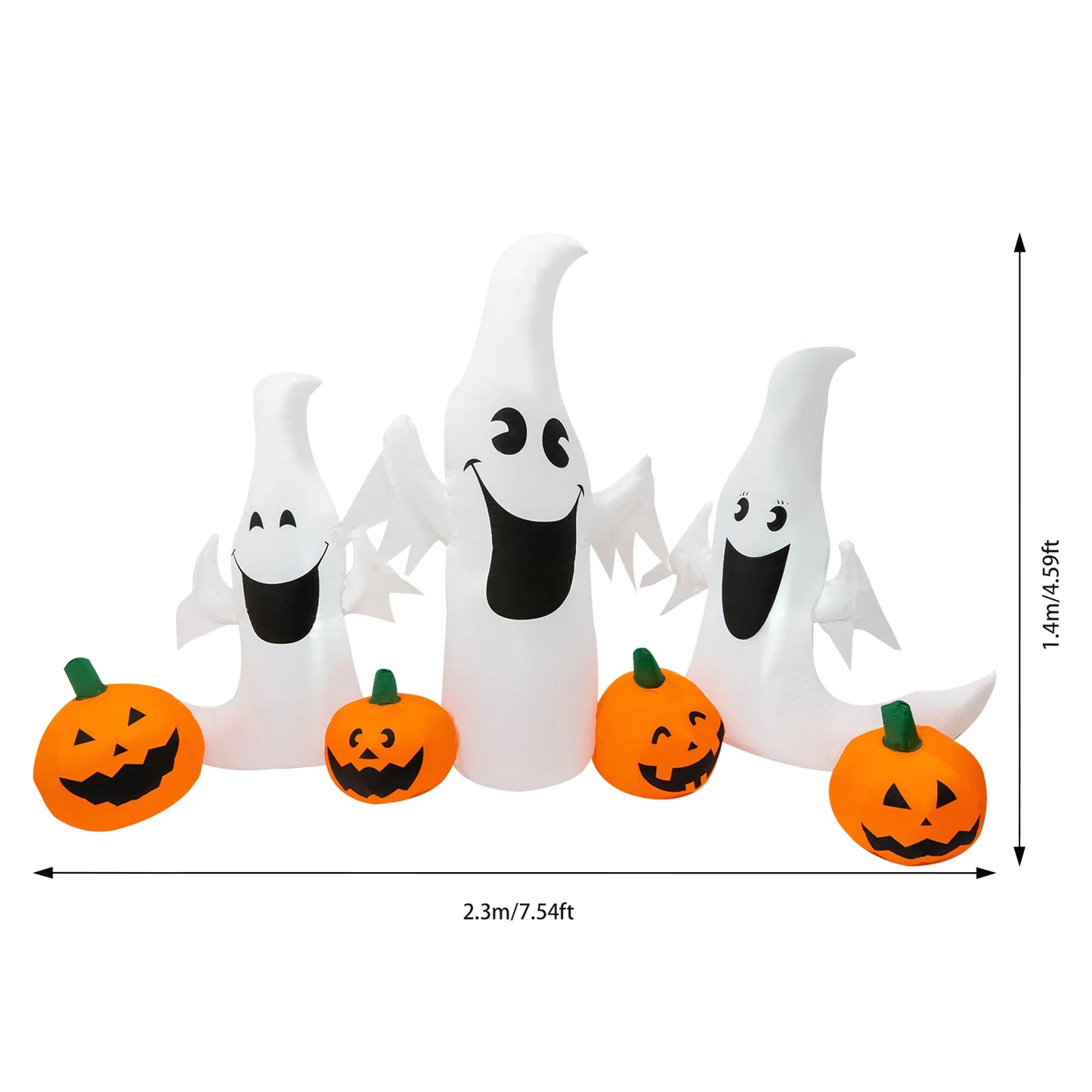 Halloween Inflatable Decorations, Inflatable Decorations with Led Lights, Deflatable Long Halloween Inflatables