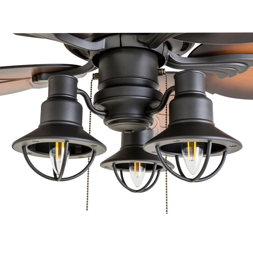 Tropical Ceiling Fan with LED Light Quiet Reversible Motor Energy Saving Multi-Arm Mocha Blades Indoor Use