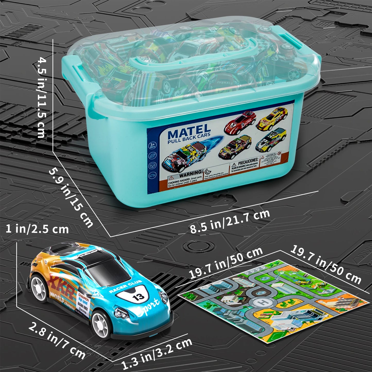 12/50pcs Pack Pull Back Kids Cars Toys With Storage Box Mini Vehicles Toy Bulk Race Cars Toys For 3-6 Years Boys Birthday Gifts
