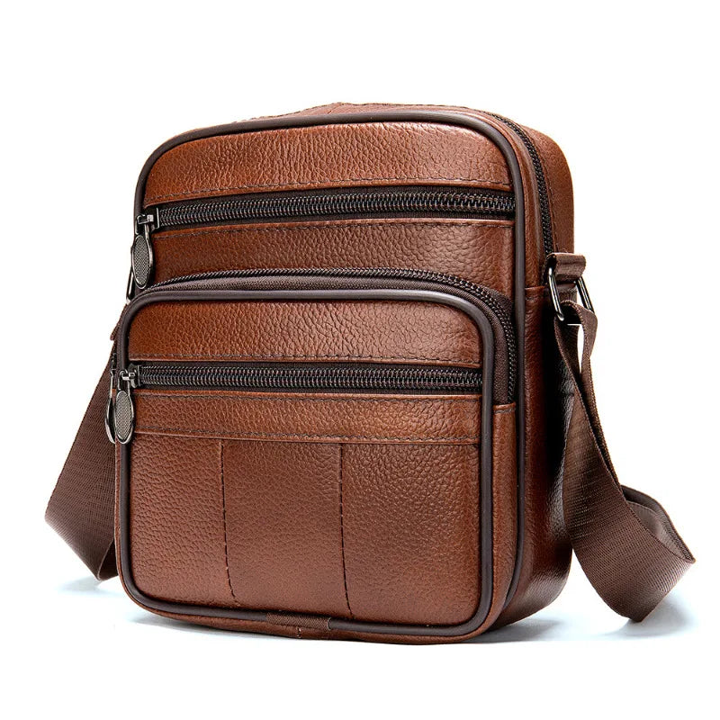 2025 New Genuine Leather Men's Bag – Premium Cowhide Trendy Crossbody Bag, Small Shoulder Sling Backpack for Men