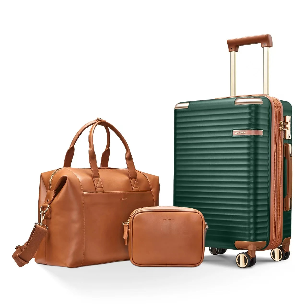 Joyway Luggage Sets, Expandable Hard Shell Suitcase Set,TSA Lock, Spinner Wheels, Leather Travel Tote Bag and Small Cosmetic Bag