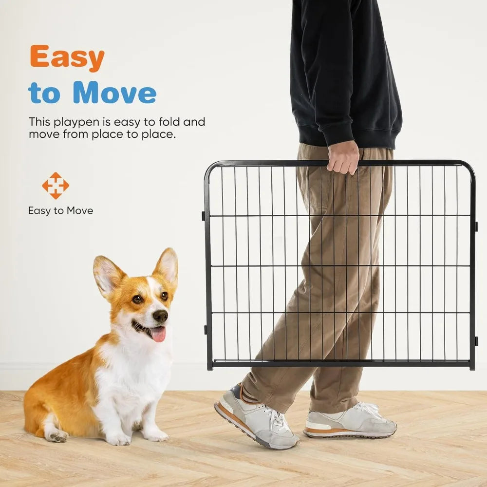 Dog Playpen Indoor - Pet Fence Exercise Pen for Yard Gate 16 Panels Foldable Puppy Playpens with Doors Metal Dog Pen