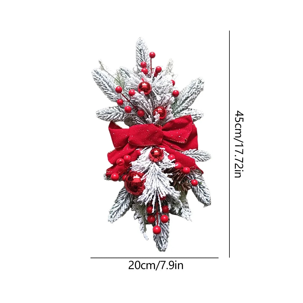 Christmas Wreath Pendants Hanging Stairs Garland Xmas Decoration Christmas Wreath Hanging Pendant for Holiday Wall Door With LED