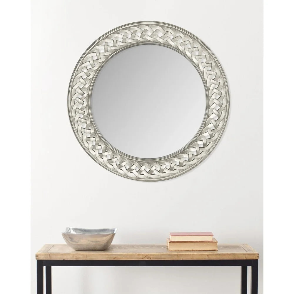 Braided Chain Decorative Wall Mirror Elegant Home Accent High Quality Glass Golden Finish Unique Design Living Room Decor